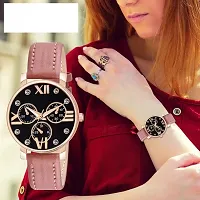 Bolun Meena Dial Rz Cash Pink Leather Analog Women and Girls Watch-thumb1