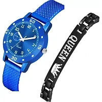 Bolun Av Cash RR Blue Pu With Heart Bracelet Analog Women and Girls Watch-thumb1