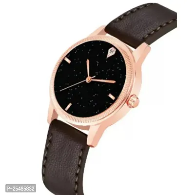 Bolun Black 4Figure Dial Rose Rl Cash Leather Brown Belt Analog Women and Girls Watch2-thumb3