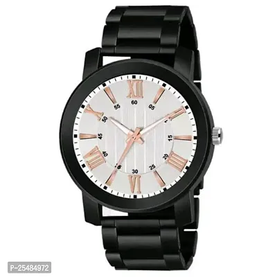 Bolun Black Cash White Roman PU Belt Men and Boys Analog Watch