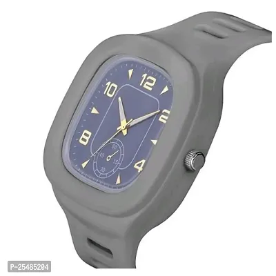 Bolun Grey New Crono Square PU Men and  kids Watch-thumb3