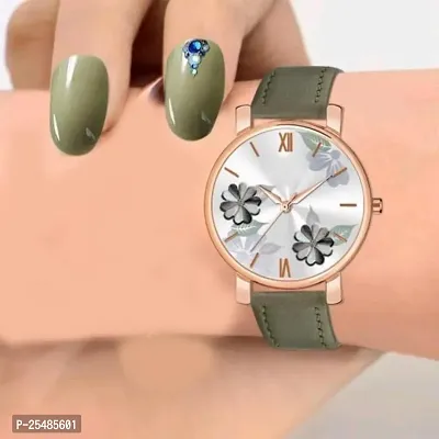 Bolun ladies Green Leather Analog Women and Girls Watch