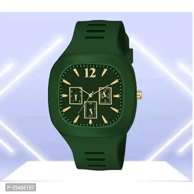 Bolun Crono Green Square PU Men and Women Watch-thumb0