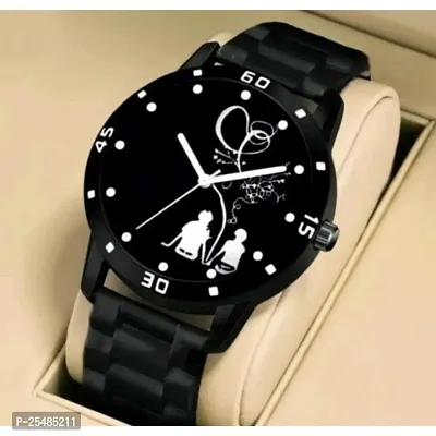 Bolun Black Couple Dial Cash Bumper Pu Men And Boys Watch-thumb0