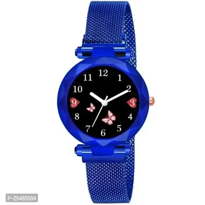 Bolun Black Dial Metal Blue Megnet Analog Women and Girls Watch-thumb2