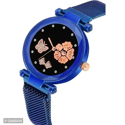 Bolun Rose And Bty Dial Meg Cash Blue Megnet Belt Girls and Women Analog Watch-thumb3