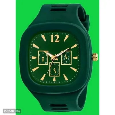 Bolun Green Square PU Men and Women Watch-thumb0