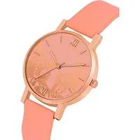 Bolun Orange Leather Analog Women and Girls Watch-thumb1