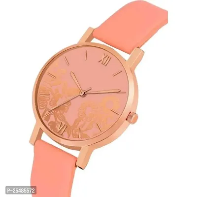 Bolun Orange Leather Analog Women and Girls Watch-thumb2