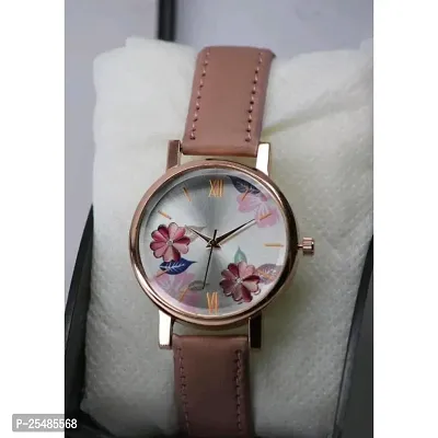 Bolun Pink Leather Analog Women and Girls Watch-thumb0