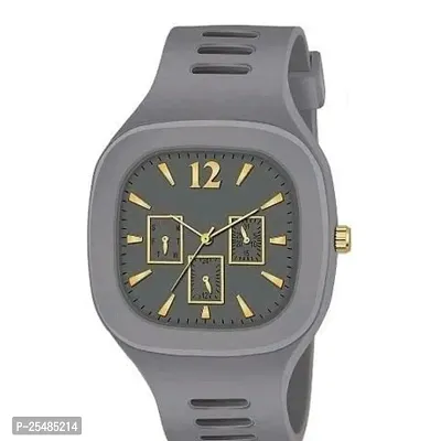 Bolun Grey Crono Square PU Men and Boys kids Watch-thumb2