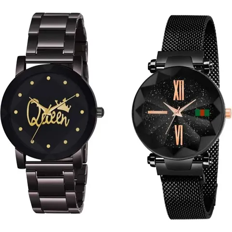 Stylish and Trendy Metal Strap Analog Watch for Women's (Pack of 2)