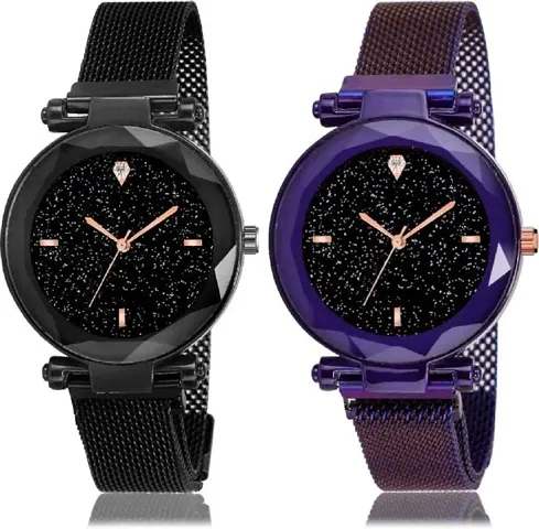 Beautiful Magnetic Strap Watches for Women in a pack of 2
