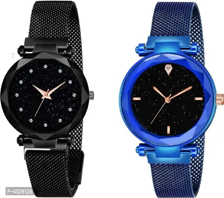 Stylish and Trendy Metal Strap Analog Watch for Women's (Pack of 2)-thumb0
