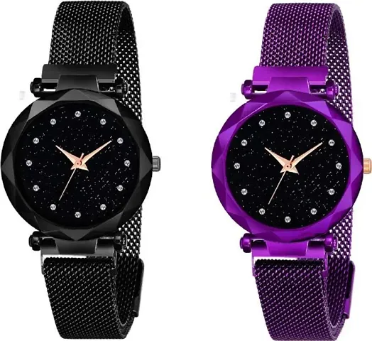 Trendy Magnetic Strap Watches for Women in a pack of 2