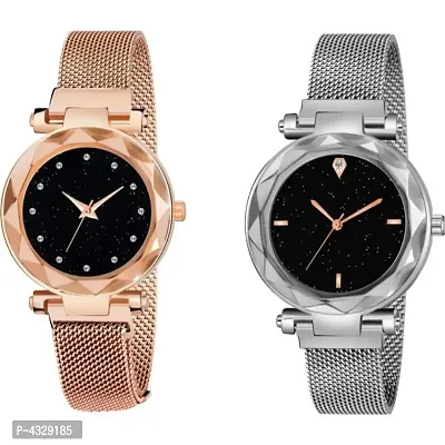 Stylish and Trendy Metal Strap Analog Watch for Women's (Pack of 2)-thumb0