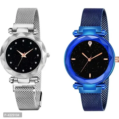 Stylish and Trendy Metal Strap Analog Watch for Women's (Pack of 2)-thumb0