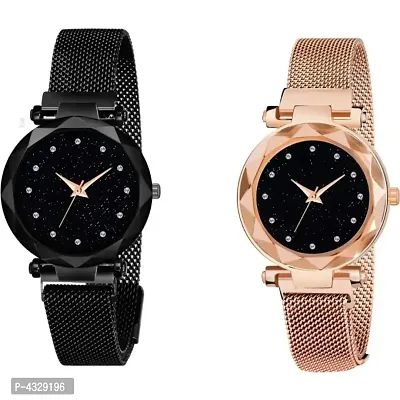 Stylish and Trendy Metal Strap Analog Watch for Women's (Pack of 2)