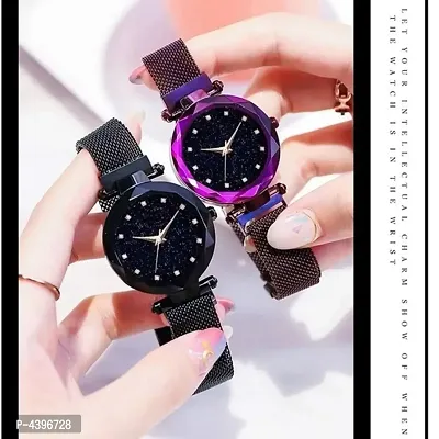 Black and Purple 12Diamond  Megnet Belt Watch