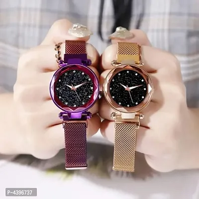Rose Gold And Purple 12Diamond Best Watch Megnet Belt Watch