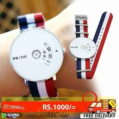 Paidu White Fabric Multicolor Belt for Men And Women-thumb0