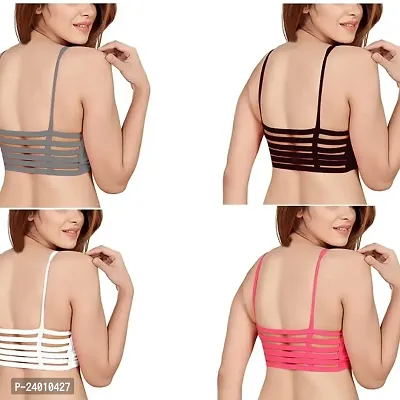 Women's Padded Wire Free T-Shirt Bra/Cage Bra(Women Cage Bra Combo) MULTICOLOR