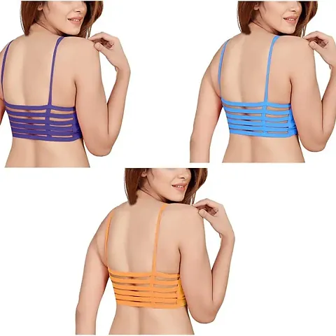 Women's Cotton Padded Wire Free T-Shirt Bra/Cage Bra(Women Cage Bra Combo)