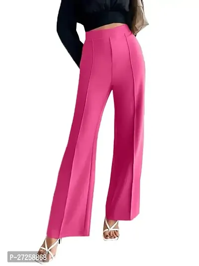 Elegant Pink Cotton Solid Trousers For Women, Pack Of 1