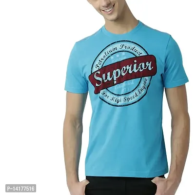 HUETRAP Men's Vintage Flavour Blue Casual T-Shirt-thumb0