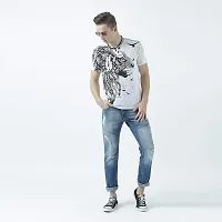 HUETRAP Mens Classic Styling Animal Printed White Tshirt-thumb3