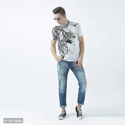 HUETRAP Mens Classic Styling Animal Printed White Tshirt-thumb4