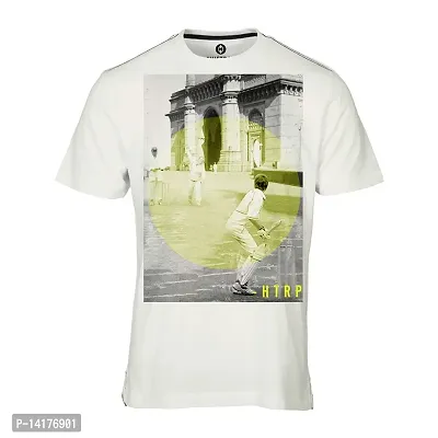 HUETRAP Vintage Cricket Print Round Neck T-Shirt Off White-thumb0