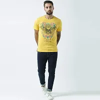 HUETRAP Mens Yellow Punk Skull with Rose Print t-Shirt-thumb3