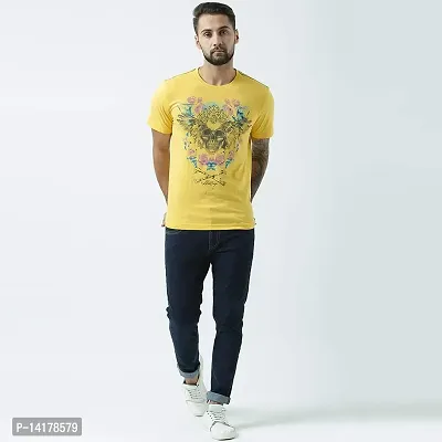 HUETRAP Mens Yellow Punk Skull with Rose Print t-Shirt-thumb4