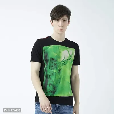 HUETRAP Mens Abstract Life Black Printed T Shirt-thumb2