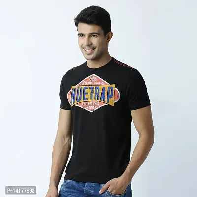 HUETRAP Men's Vintage Signboard Casual T-Shirt Black-thumb4