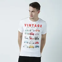 HUETRAP Mens Love for Vintage Printed Cars White T Shirt-thumb1