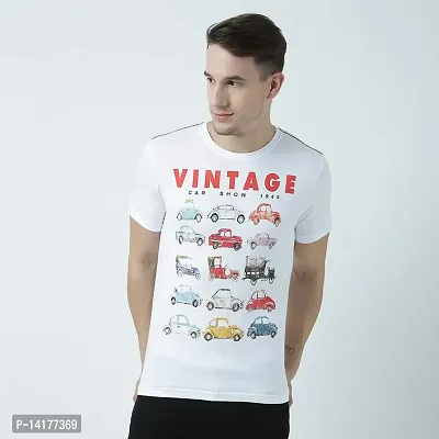 HUETRAP Mens Love for Vintage Printed Cars White T Shirt-thumb2