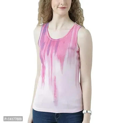 HUETRAP Womens Brushed Down Paint Print Sleeveless Tank Top