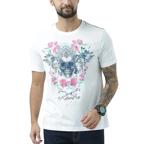 HUETRAP Mens Punk Skull with Print t-Shirt