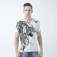 HUETRAP Mens Classic Styling Animal Printed White Tshirt-thumb1