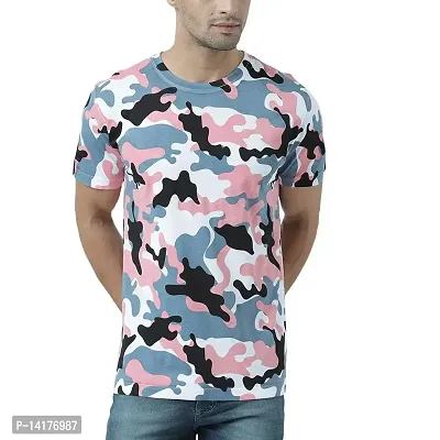 HUETRAP Mens Make The Best of Your Time - Round Neck Camouflage Printed T-Shirt