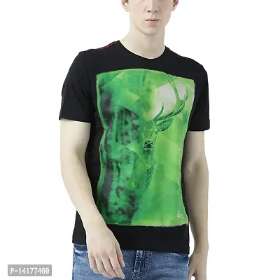 HUETRAP Mens Abstract Life Black Printed T Shirt-thumb0