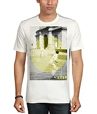 HUETRAP Vintage Cricket Print Round Neck T-Shirt Off White-thumb2