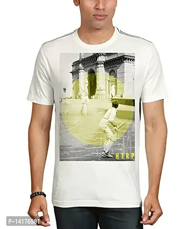 HUETRAP Vintage Cricket Print Round Neck T-Shirt Off White-thumb3