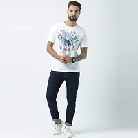 HUETRAP Mens White Punk Skull with Rose Print t-Shirt-thumb3