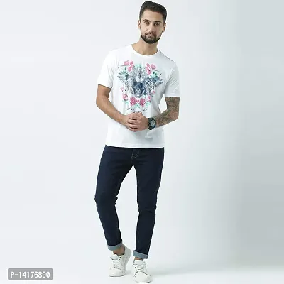 HUETRAP Mens White Punk Skull with Rose Print t-Shirt-thumb4