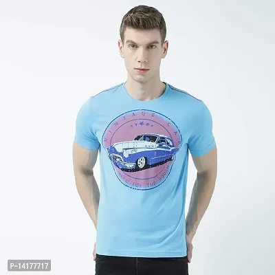 HUETRAP Mens Vintage Love Blue Printed T Shirt-thumb2