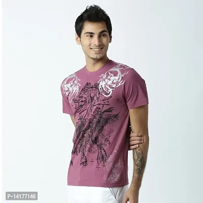 HUETRAP Men's Abstract Skull Prints Plum T-Shirt-thumb4