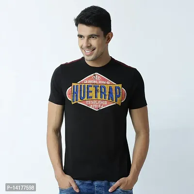 HUETRAP Men's Vintage Signboard Casual T-Shirt Black-thumb2